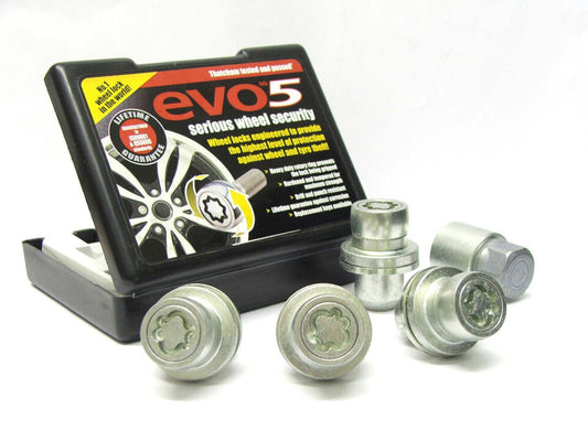EVO5 Locking Wheel Nuts, M14x1.5, Flat Seated W/Washer
