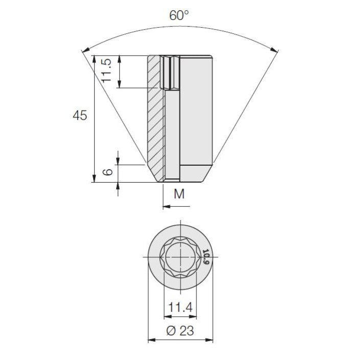 Tuner Nut, 60° Taper, Star D23, 45 Height, Galv