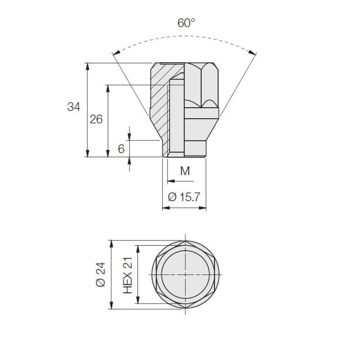 Closed Nut With Shank, 21 Hex, 34 Height, Galv