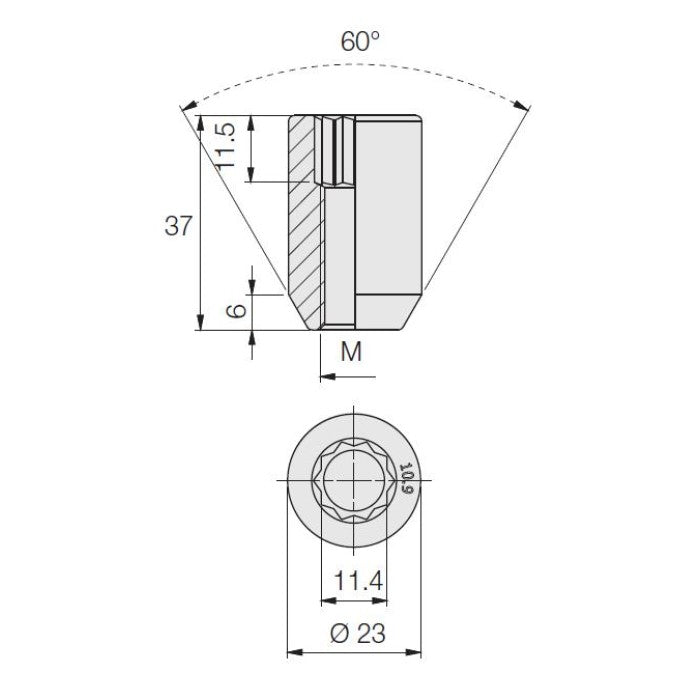 Tuner Nut, 60° Taper, Star D23, 37 Height Galv